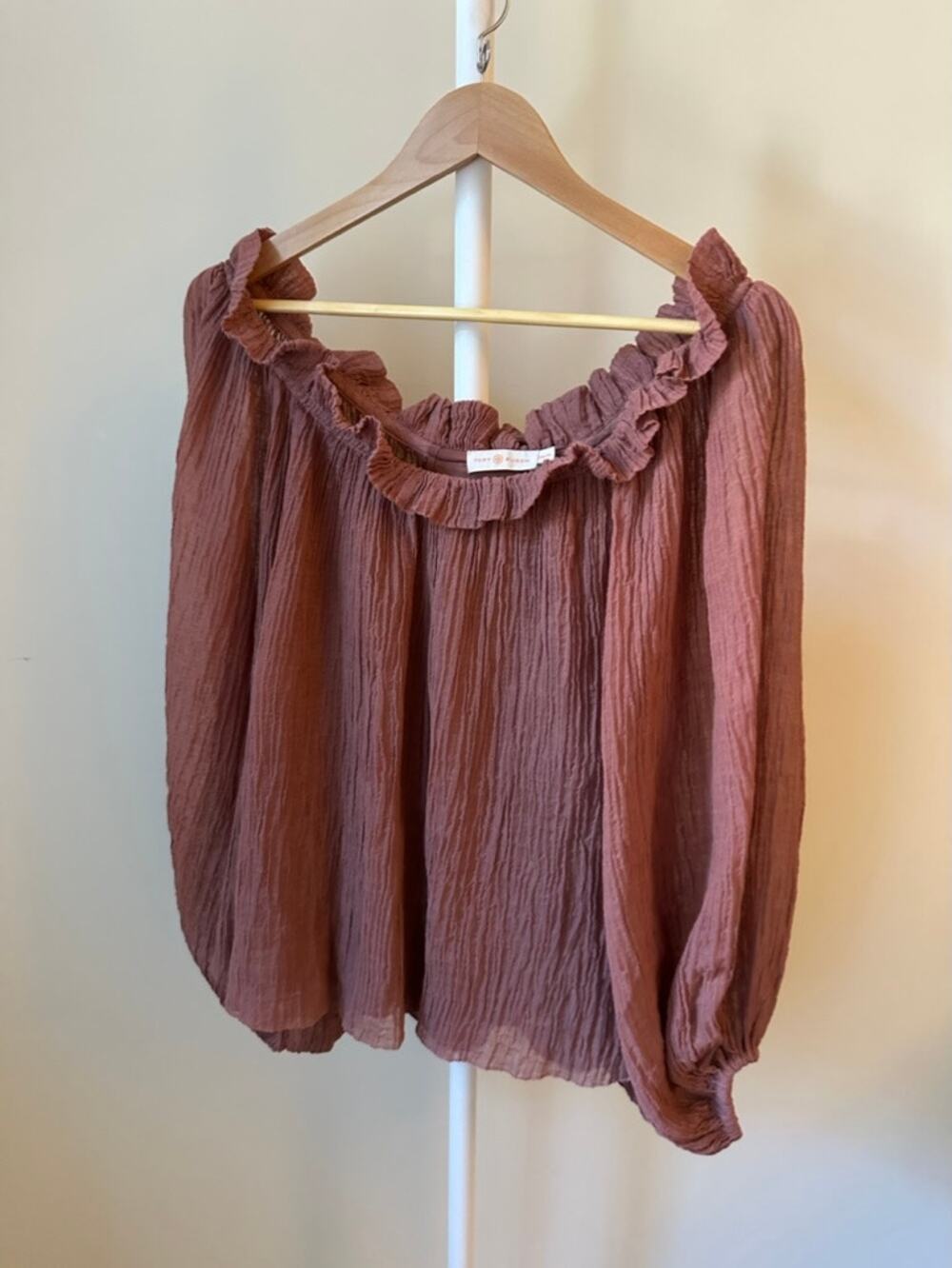Tory Burch Textured Blouse in Rosewood, Size XXS